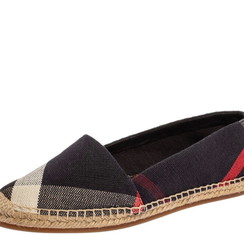 Burberry Women's Black and Red Plaid Espadrilles
